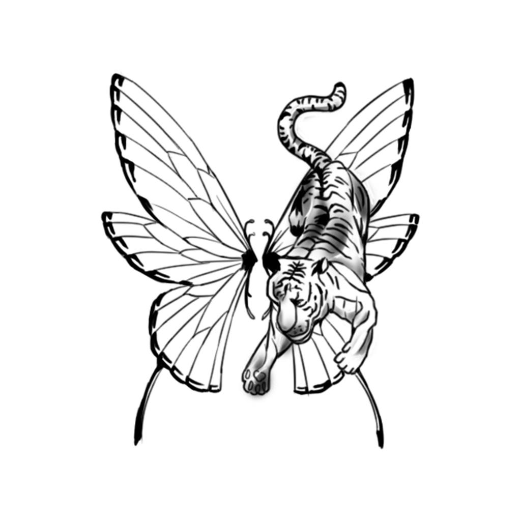 Simple Personality Spice Girl Three-Dimensional Butterfly Flower Wicker Collarbone Arm Tattoo Sticker