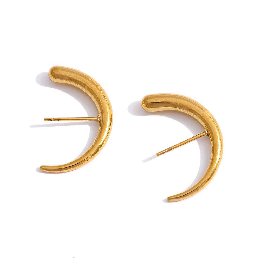 

Yhpup Stainless Steel Geometric Stud Earrings Simple Metal Texture Unusual for Women Summer Waterproof Charm Jewelry Gift