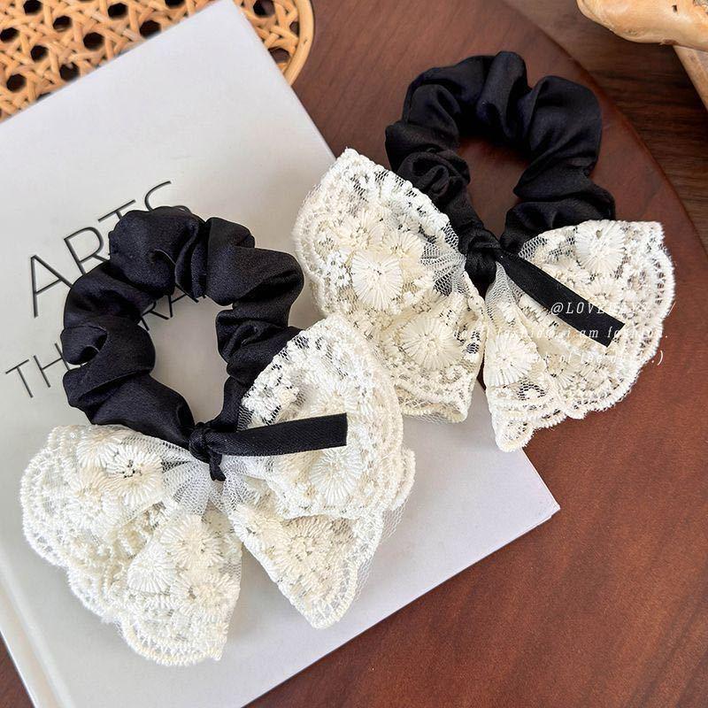Lace Bow Korean Style Scrunchie: Cute & Fashionable Elastic Hair Tie
