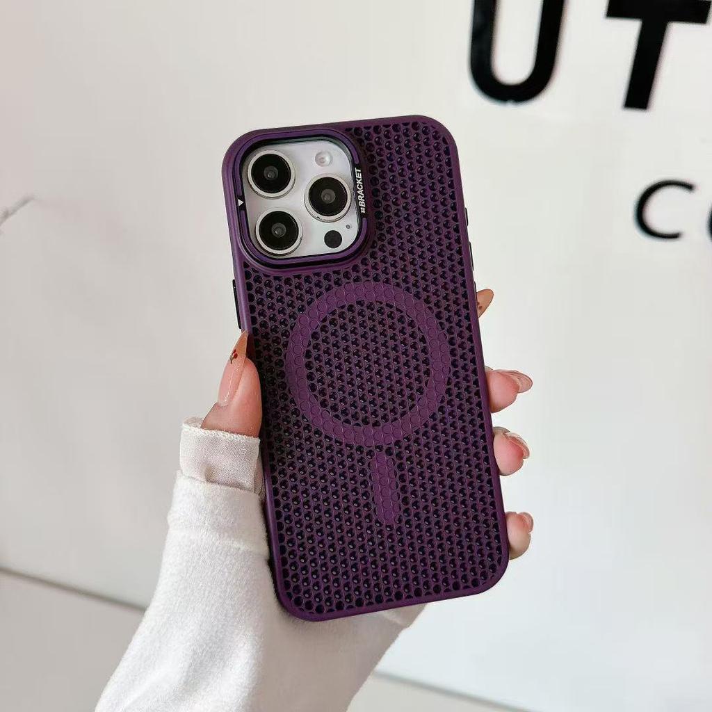 Magsafe magnetic suction honeycomb heat dissipation is suitable for iPhone16promax frame bracket Apple 14 mobile phone case 15.