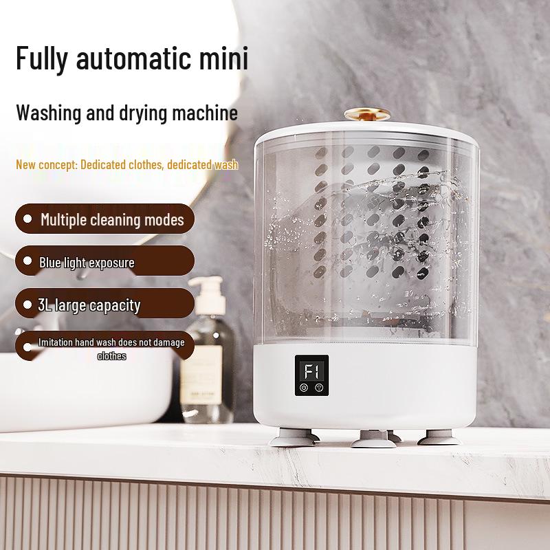 Compact Fully Automatic Washer-Dryer Combo with Blue Light Sterilization, Hand Wash Simulation for Underwear, Panties, and Socks, Large Capacity