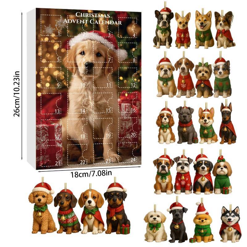 Christmas Cuter Dog Countdown Calendar Blind Box Tree Acrylic Pendant Gifts
