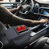Upgrades Leather Auto Armrest Cover with Built In Drink Holder & Smartphone Stand Vehicle Console Lid for Long Trip