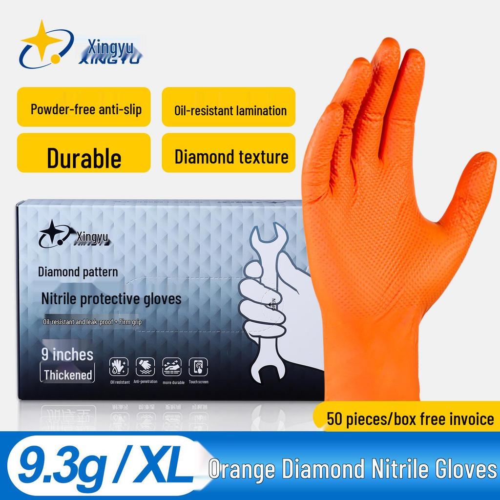 Star Universe FJ800 Extra Thick Nitrile Gloves - Oil Resistant, Waterproof, Non-Slip for Kitchen & Industrial Use