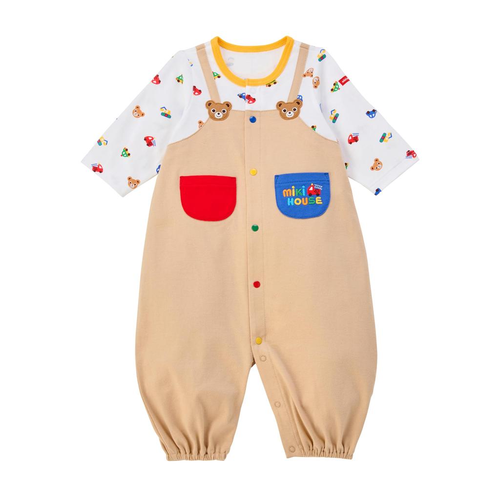 Miki House Coverall Made In Bear for Boys and Baby Baby Size Two-Way Romper, Japan, Design, Girls, Newborns, Clothes, Clothes, 50-70cm, Beige,