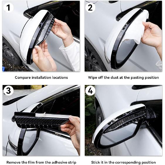 2PCS Rearview Mirror Rain Visor Guard, Carbon Fiber Mirror Rain-Proof Sun Visor Side,Rainproof Waterproof Auto Rearview Mirror Cover Accessories,