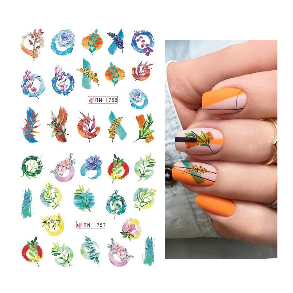 12 Styles Nail Art Water Transfer Sticker English Abstract Image Transfer Slider Decoration