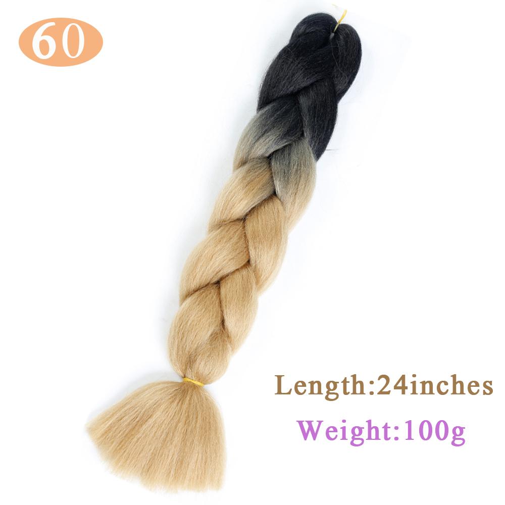 Geflochtene Haarverlängerungen Vorgedehnt – 3 Packs, 50,8 Cm, Ombre Schwarz-Grau, Künstlich & Pflegeleicht
