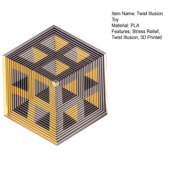 Hexagon Twist Illusion Toy Anxiety Stress Relief 3D Printed Hexagon Fidget Toy Adults Portable Travel Hexagon Decompression Toy