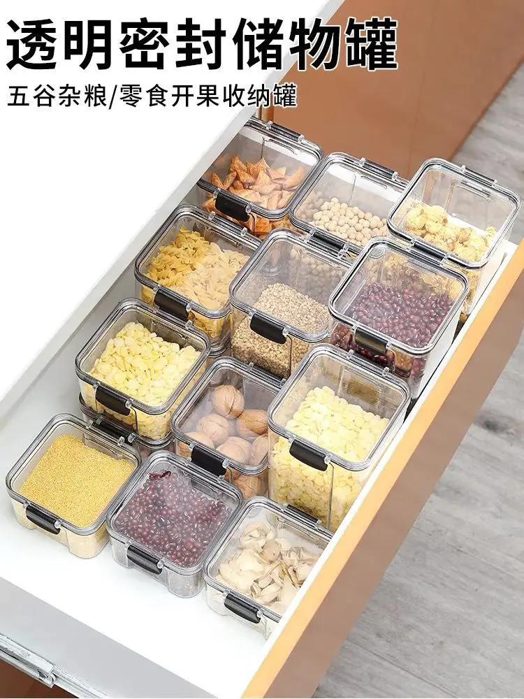 Food Storage Box Organizer Jars for Bulk Cereals Storage Container Spices Boxes Kitchen Organizers for Pantry Jars With Lid Home
