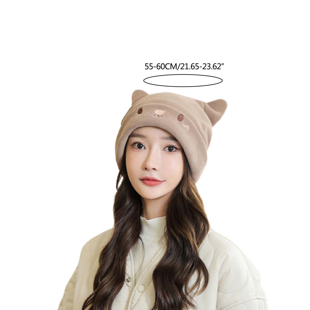 Cute Woollike Knitted Hat Cat Ears Womens Lady Girl Headgear Cap Christmas Hats Soft Beanie Hat Pullover Cap