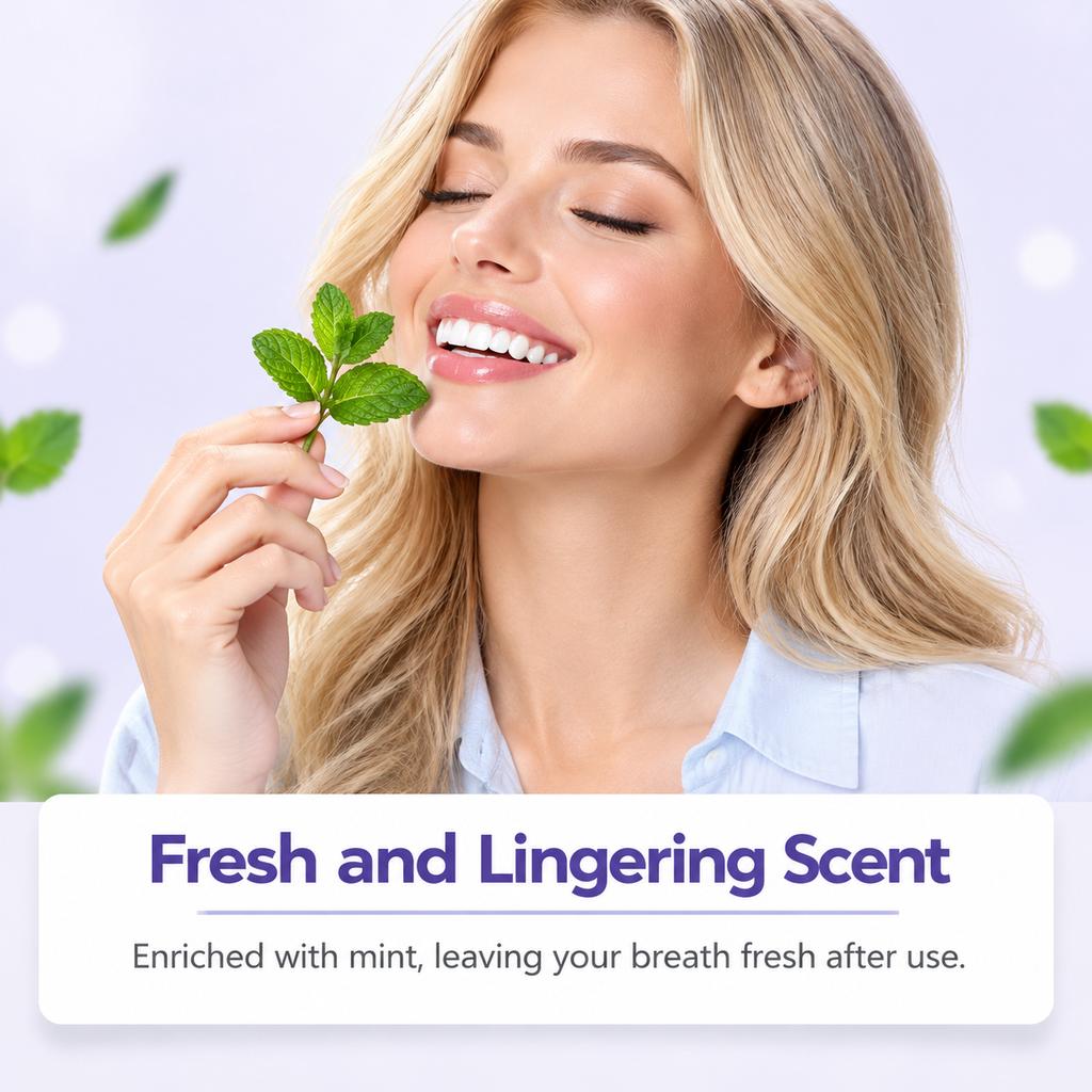 Teeth whitening strips: precisely fit the teeth, gently brighten the tooth color, leave a fresh scent, and are portable and easy to use