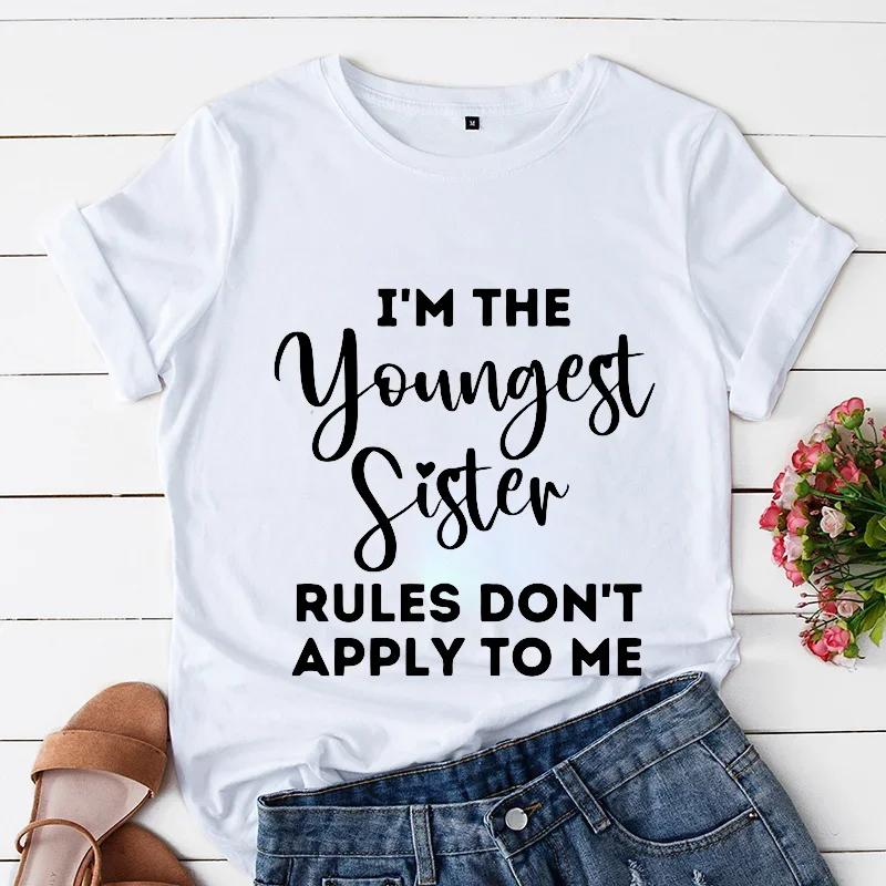 Oldest Sister I Make The Rules Print Unisex T Shirt Clothes Short Sleeve Unisex Tshirt Ladies Tee Shirt Funny Sister Sibling Tops