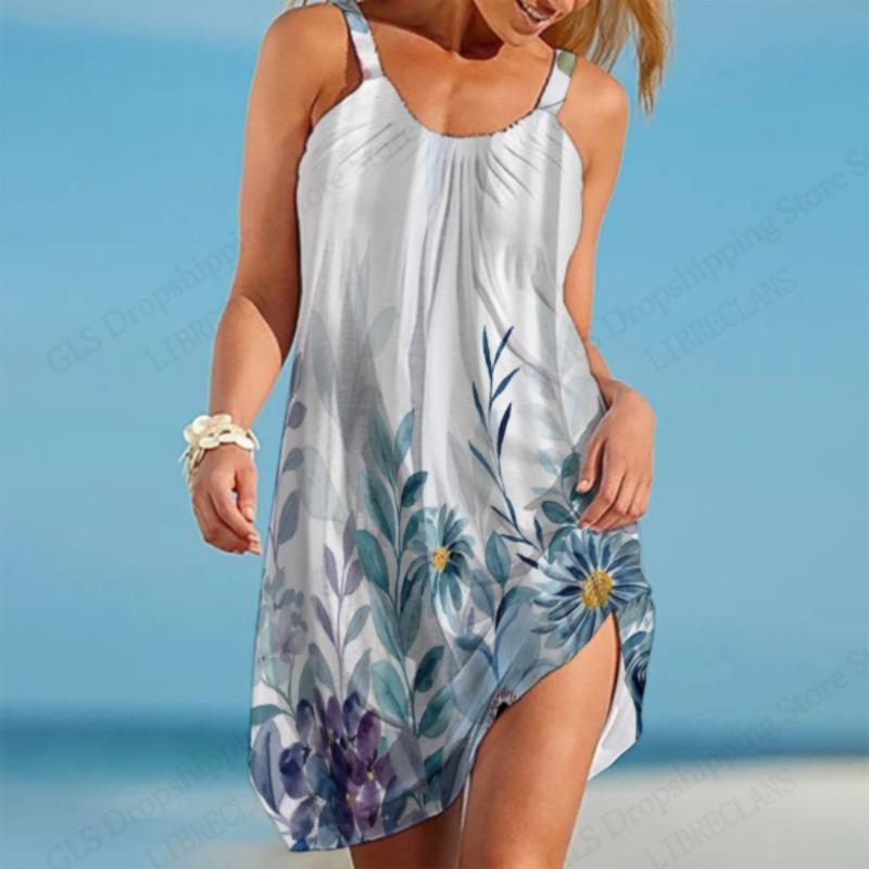 Sleeveless Strap Dress Beach Elegant Summer Letter Love Flower 3d Print Dress Sexy Bohemian Floral Dress Party Evening Dresses