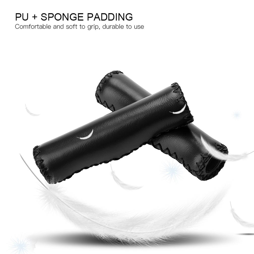 1 Pair Hand Stitched PU Bike Bicycle Handlebar Handle Bar Grips with Plug