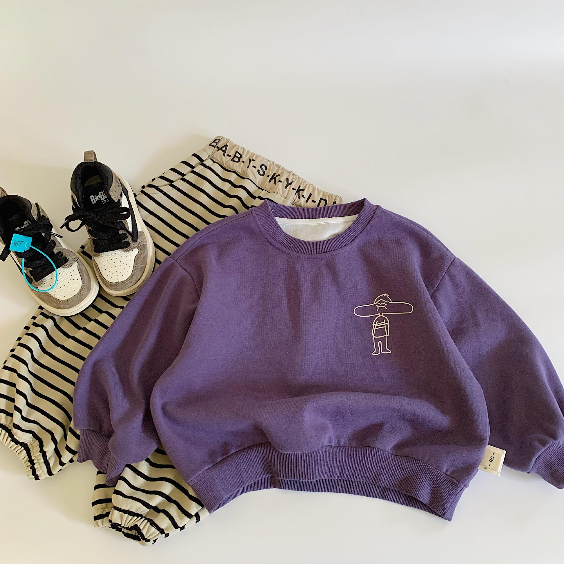 

Свитшот с мультяшным принтом Mai Bao 2025 Весна для мальчиков и девочек - Пуловер для малышей 90 cm фиолетовый