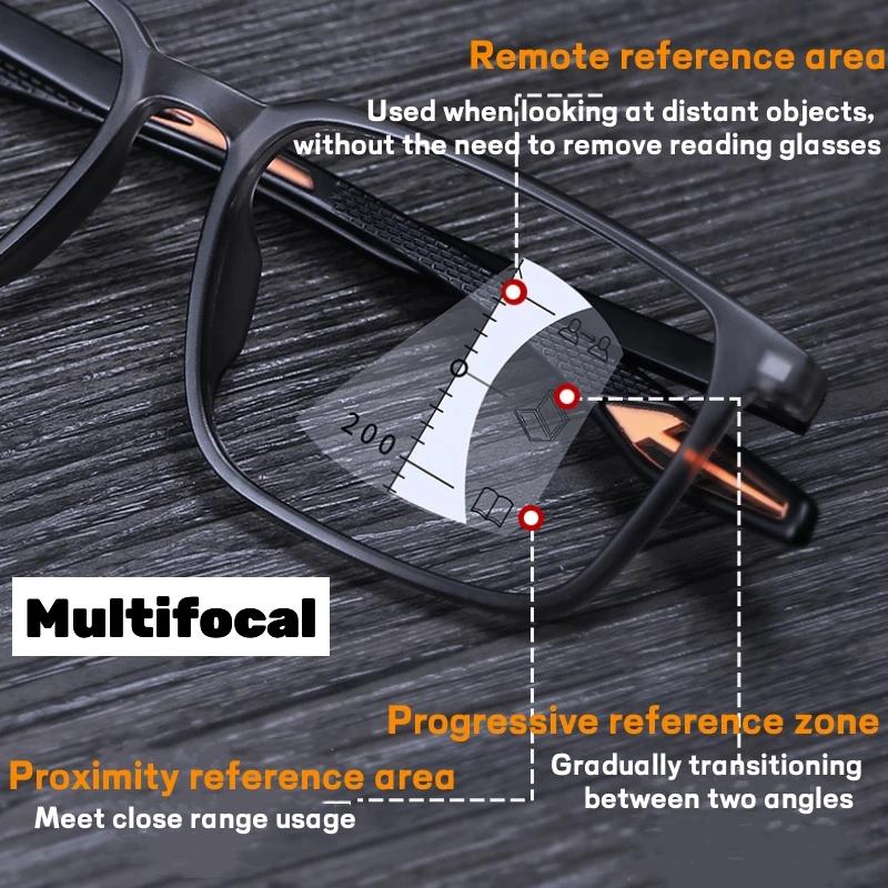 Men Women Progressive Multifocal Reading Glasses Anti-Blue Light  Sports Presbyopia Eyeglasses Ultralight Near Far Eyewear