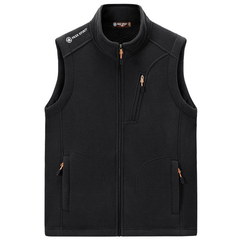 

Men s Fleece Lined Multi-Pocket Vest for Winter Warmth 3XL чорний