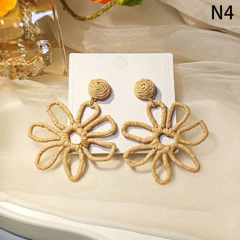 

Летние Пляжные Серьги-Ветерки для Женщин, Красочные Серьги-Цветы Ручной Работы из Рафии, Ювелирные Изделия