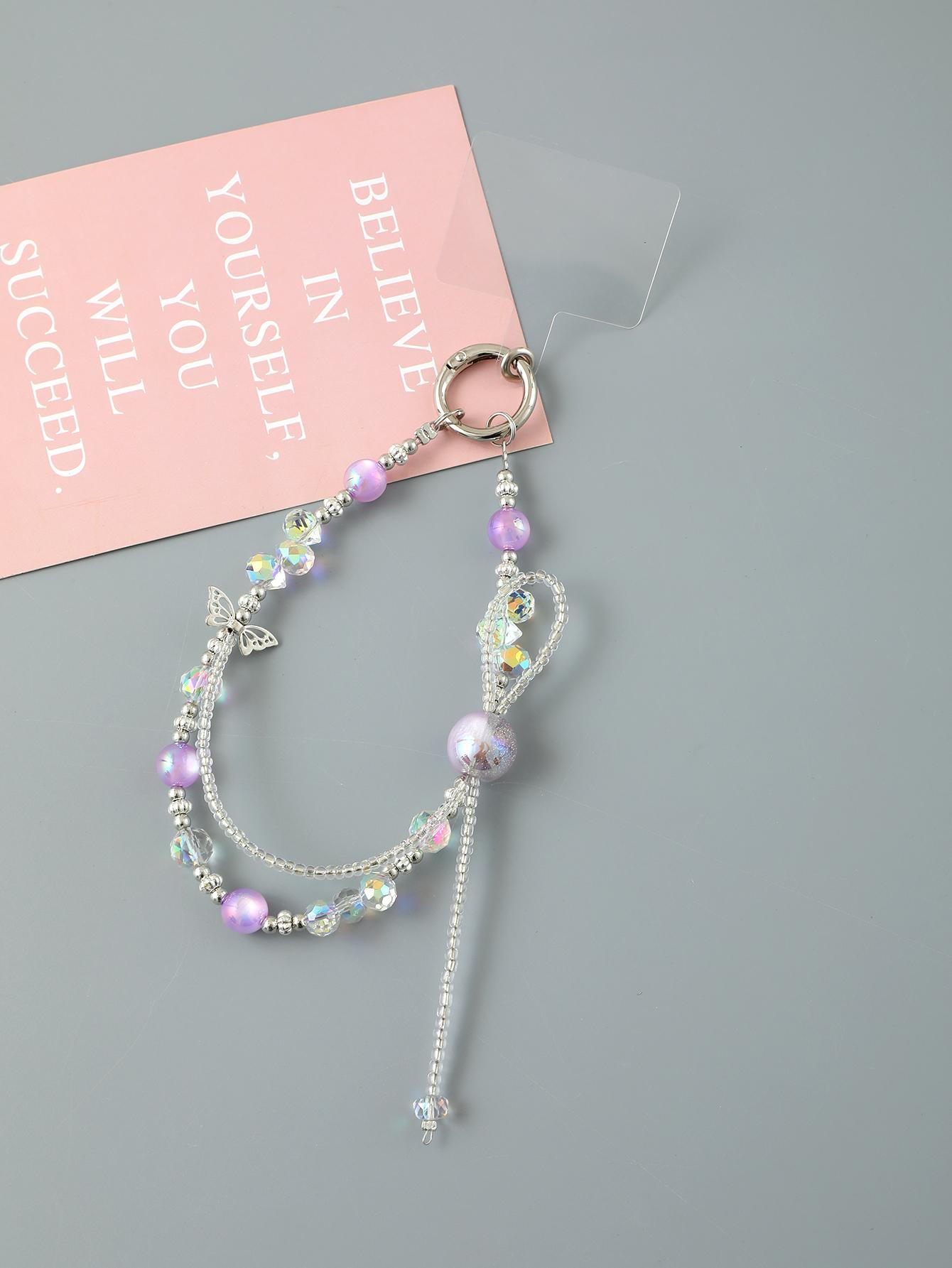 

Multi Colored Heidi Bead Alloy Butterfly Mobile Phone Pendant Accessory With High-end Decoration And Transparent Card Other