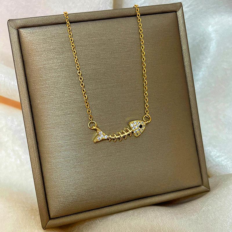 18K Vergoldete Kupfer Schlüsselbeinkette mit Abakus Kürbis Schwan Design.