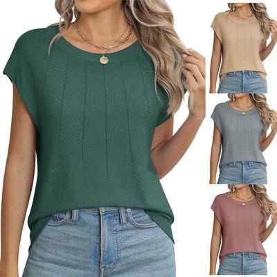 2024 European & American Summer Knit Sleeveless Vest - Round Neck, Lightweight Pullover Top