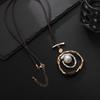 Long Sweater Chain Round Vintage Ladies Fashion Metal Pendant Necklace
