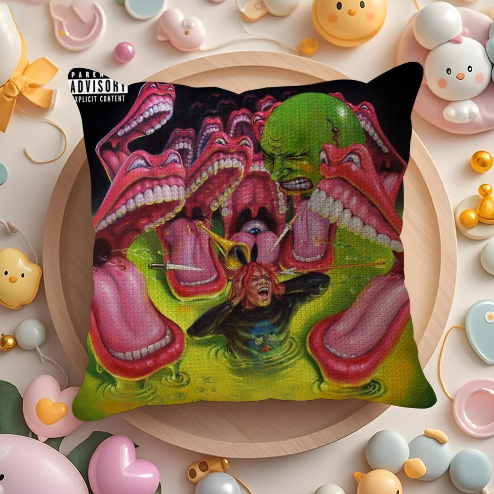 Rapper T-Trippie R-Redd Cushion Cover Summer Coolness Linen Fabric Double-Sided Printing Pillow Case Sofa Home Decor Gift