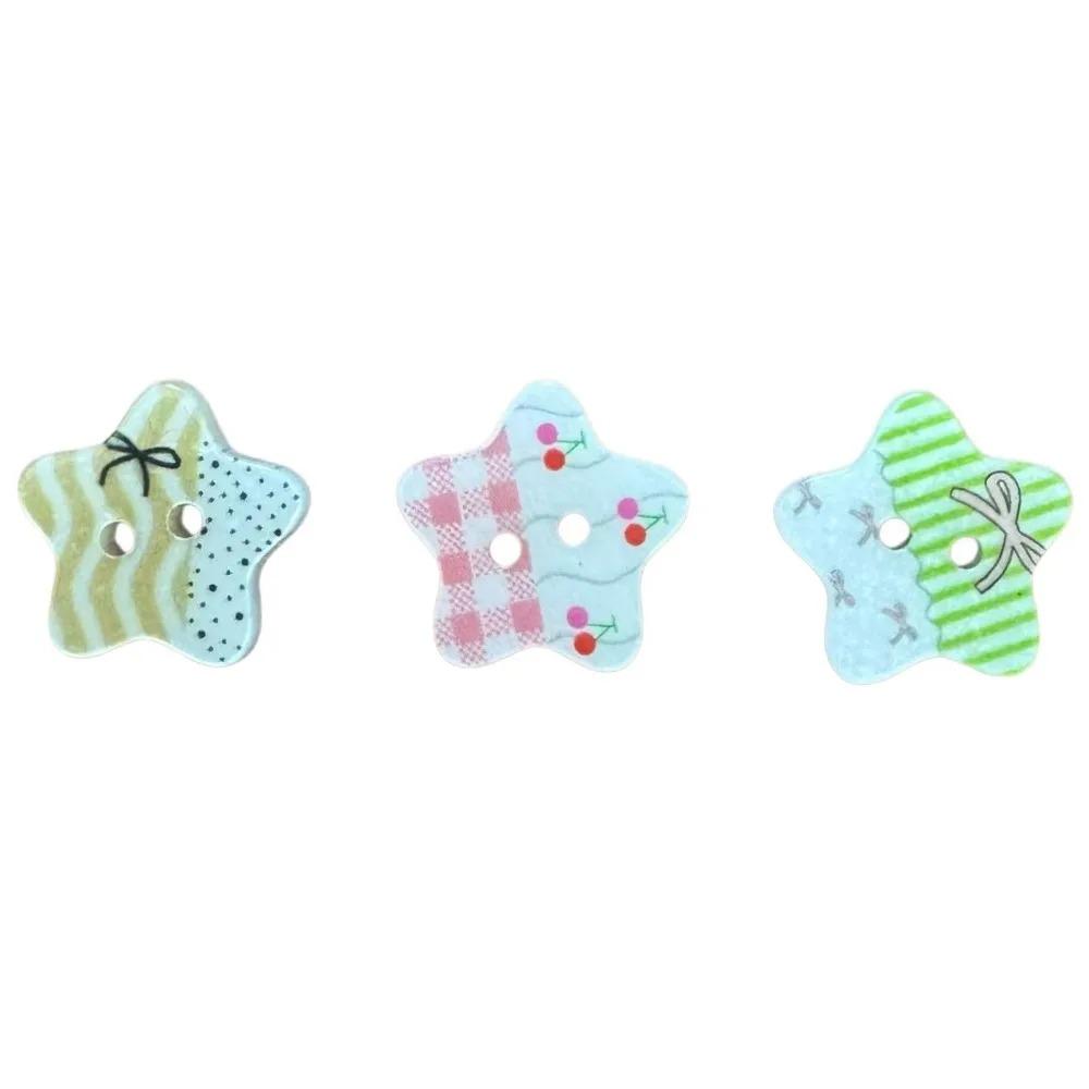 Cartoon Striped Plaid Star Button Korean Handmade Journal DIY Craft Sewing Accessory Clothes Apparel Sewing Supplies