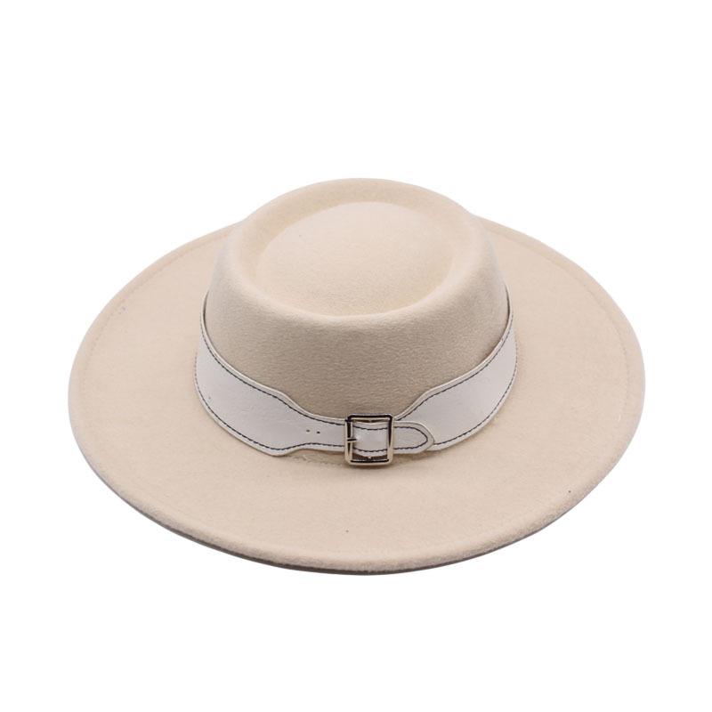 European and American fashion autumn and winter woolen top hat women, British retro temperament big-brimmed jazz hat women's concave felt hat