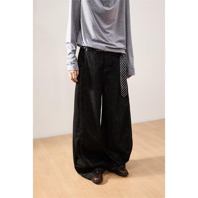 American Saber Culture Unisex Retro Wide-Leg Jeans for Summer M