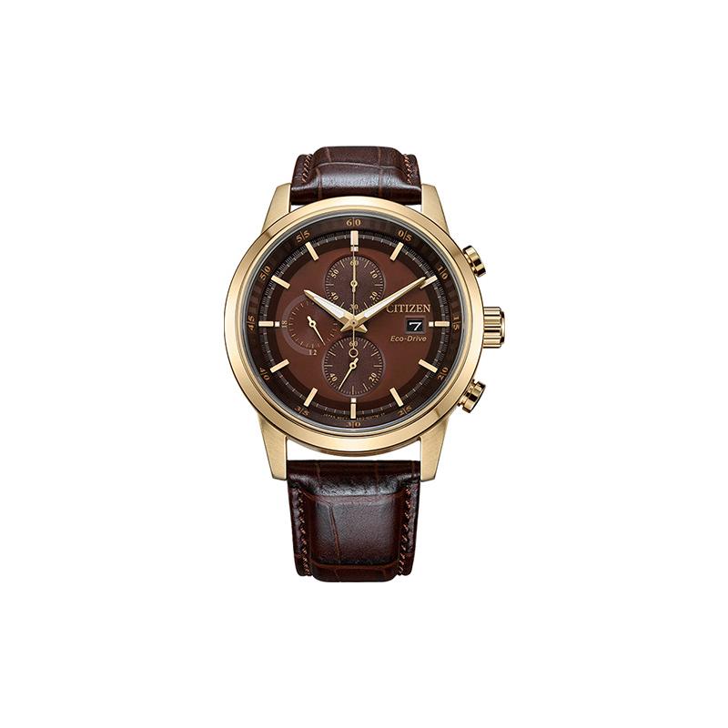 

CITIZEN Eco-Drive Series Fashion and Leisure Solar Quartz Cowhide Strap Men s Watch Brown Dial CA0612-14X бежевий