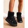 Women's New Winter Fleece Lined Thickened Elevated Chunky Sole Lace Up Fashionable Warm Cotton Boots