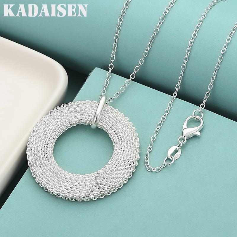 40-75cm Luxury Designer Network Circle Pendant 925 Sterling Silver Necklace for Women Party Wedding Fashion  Jewelry Gifts