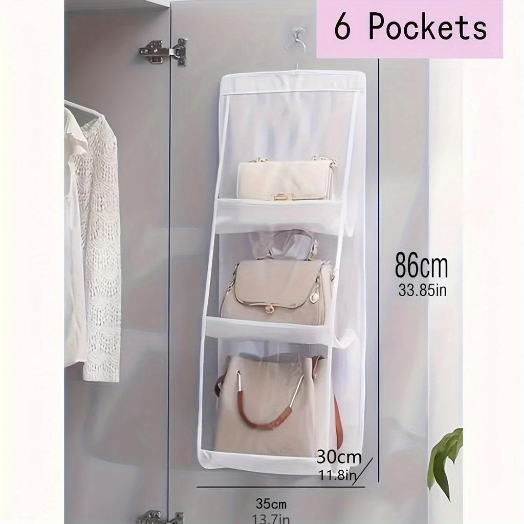 Mehrschichtiger Hängetaschen-Organizer, platzsparende Aufbewahrung im Kleiderschrank, staubdichter Handtaschenclip, praktisches Hängedesign für Damenmode-Accessoires