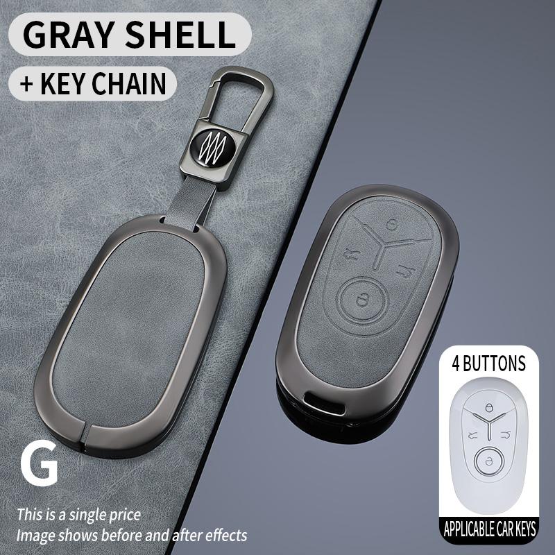 

Zinc Alloy + Leather Car Key Case Cover Shell Fob for 2025 Geely GEOME Galaxy Light Star Wishes 2025 Exploration Youth Version