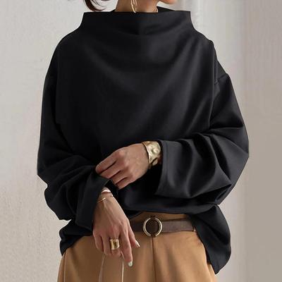 New Casual Urban European Velvet Sweater Women's Pullover High Neck Loose Fit Women's Sweatshirt