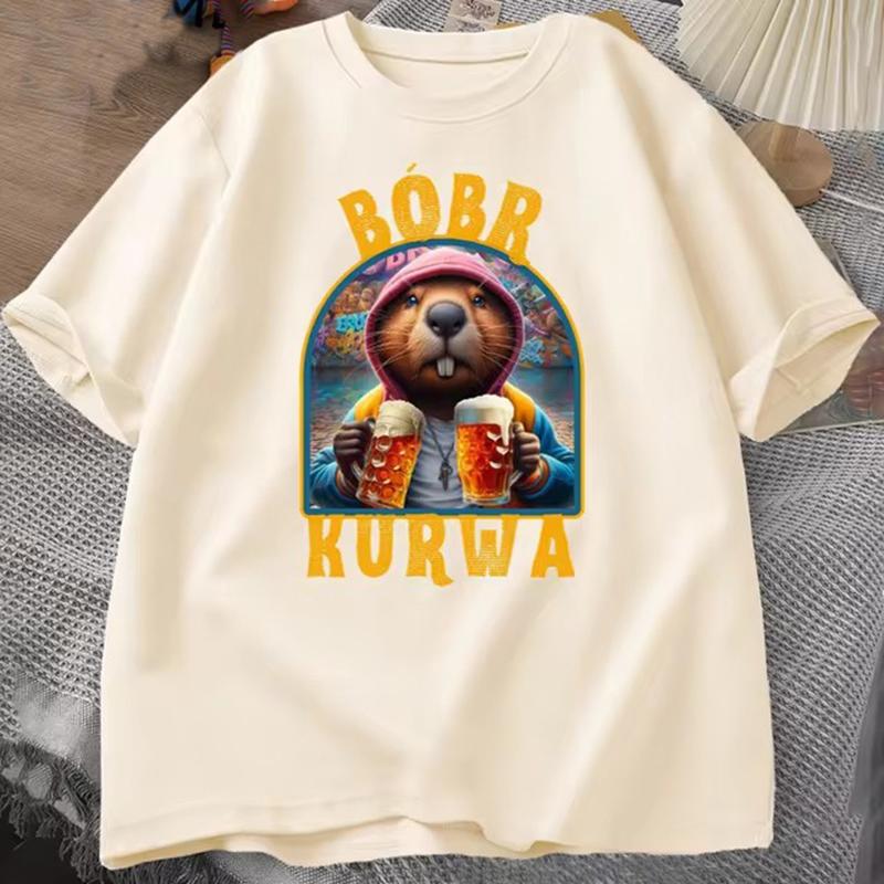 Bóbr Kurwa Gladiator cotton T Shirts for Unisex Women The Glory of Rome Graphic T-Shirt Bober Beaver Boberek Tshirt Casual Tees