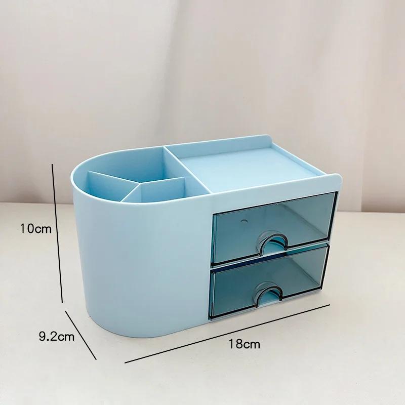 Simple Pen Holder With Drawer Multifunction Desktop Organizer Stationery Storage Box Student Office Desk Decorations