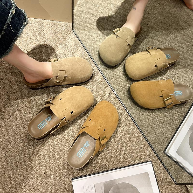 New platform versatile shoes for women's half-drag women's spring retro one-pedal bag head slippers for children