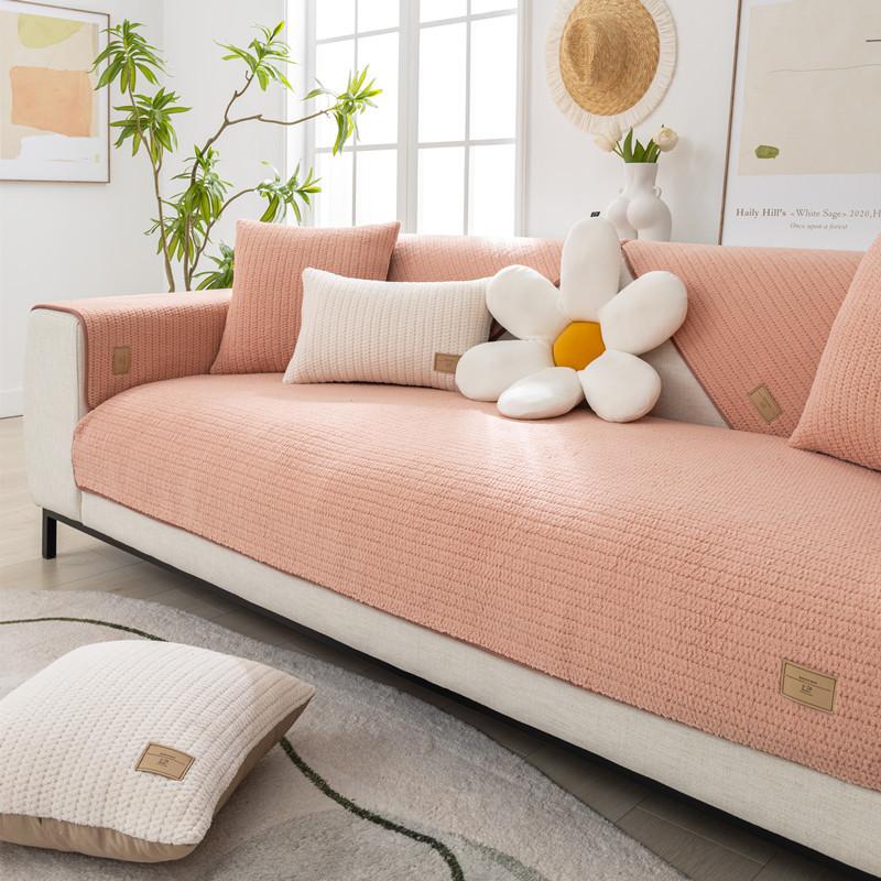 Autumn and Winter New Plush Super Soft Solid Color Sofa Cushion Cover Modern Simple Anti-slip Sofa Cushion Towel