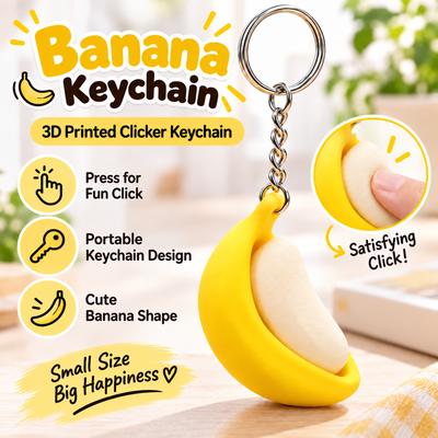 3D Printed Button Clicker Keychain, Portable Toy for Keys and Bags
