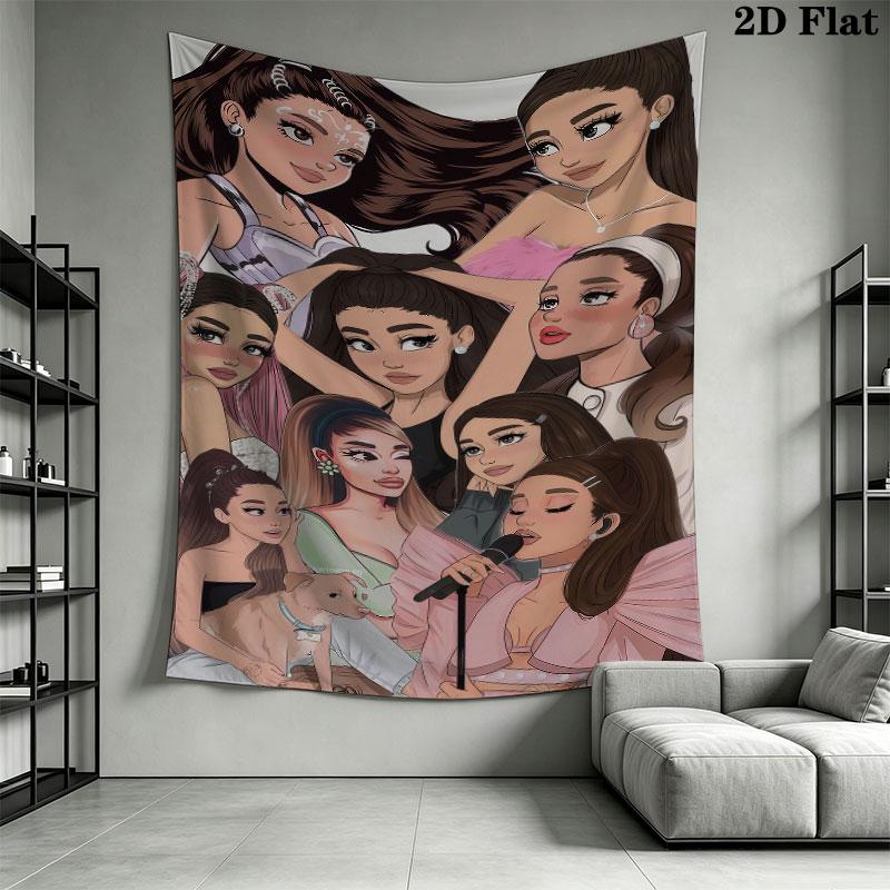 Ariana Grande Green Wall Hanging Printed Fabric Blanket Decorative Tapestries for Bedroom Living Room Home Decor