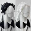 Gothic Angel Wings Maid Bonnet Hairband Lolita Girl Cosplay Costume Accessories Retro Adjustable Ruffles Solid Headwear Women