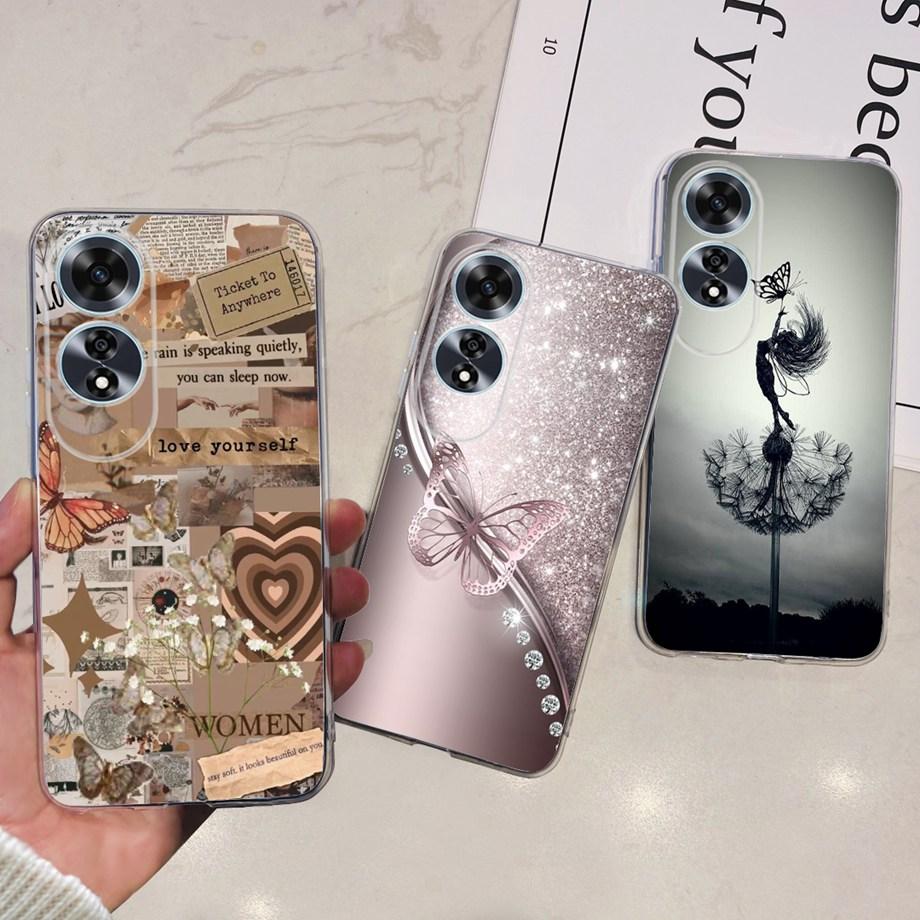 For OPPO A60 Case CPH2631 Phone Coque Transparent Slim Soft Silicone Back Cover oppoA60 A 60 Funda Flower Butterfly Love Heart
