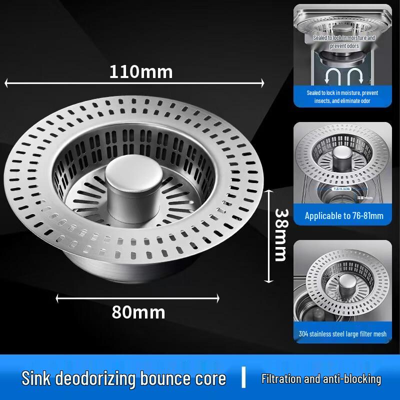 MDNG Stainless Steel Kitchen Sink Strainer and Drain Stopper