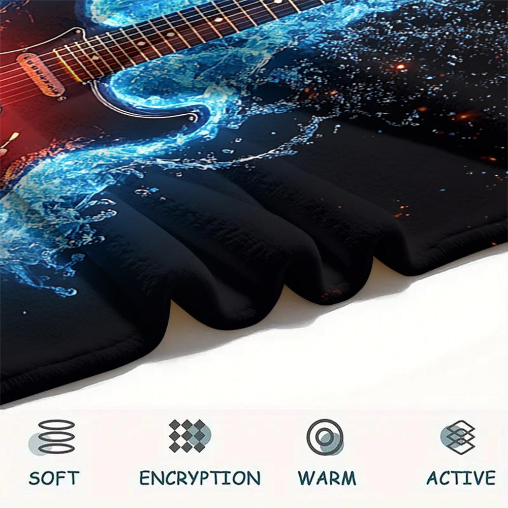 Guitar Print Flannel Blanket, High Quality Comfortable for All Seasons, Home Decor, Warmth and Comfort, Perfect for Christmas Gifts