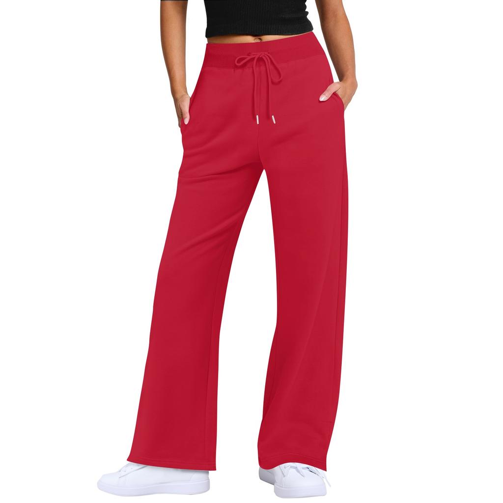 Womens Wide Leg Sweatpants High Waisted Drawsting Workout Athletic Sweat Casual  Pants With Pockets