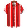 Camicia da uomo a maniche corte a righe stile hawaiano con stampa 3D, larga, stile street, top alla moda da uomo, casual, semplice, senza tasche