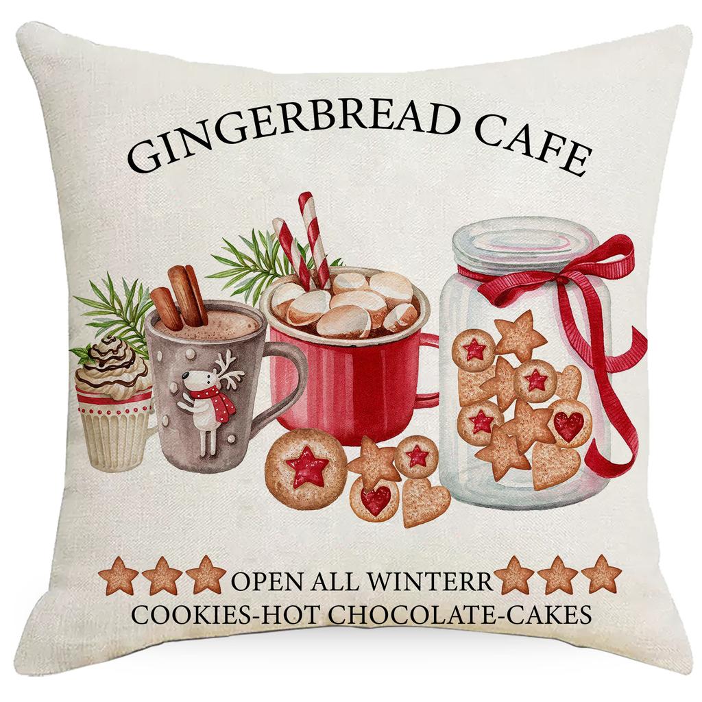 Christmas Linen Throw Pillow Cover Home Holiday Cushion Cover Sofa Cushion Cushion Cover Warm